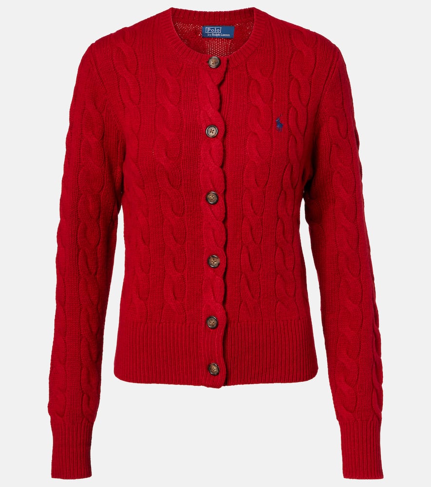 Polo Ralph Lauren Cable-knit Wool And Cashmere Cardigan In Red