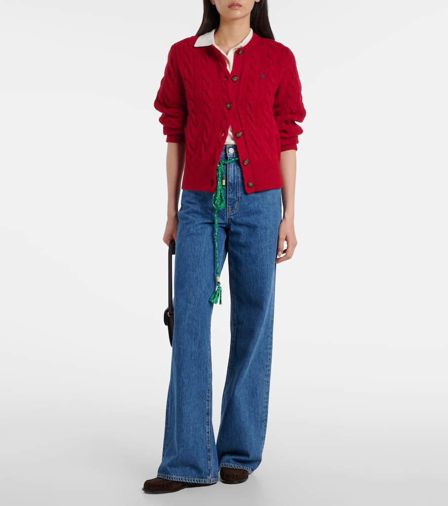 Polo Ralph Lauren Cable-knit Wool And Cashmere Cardigan In Red