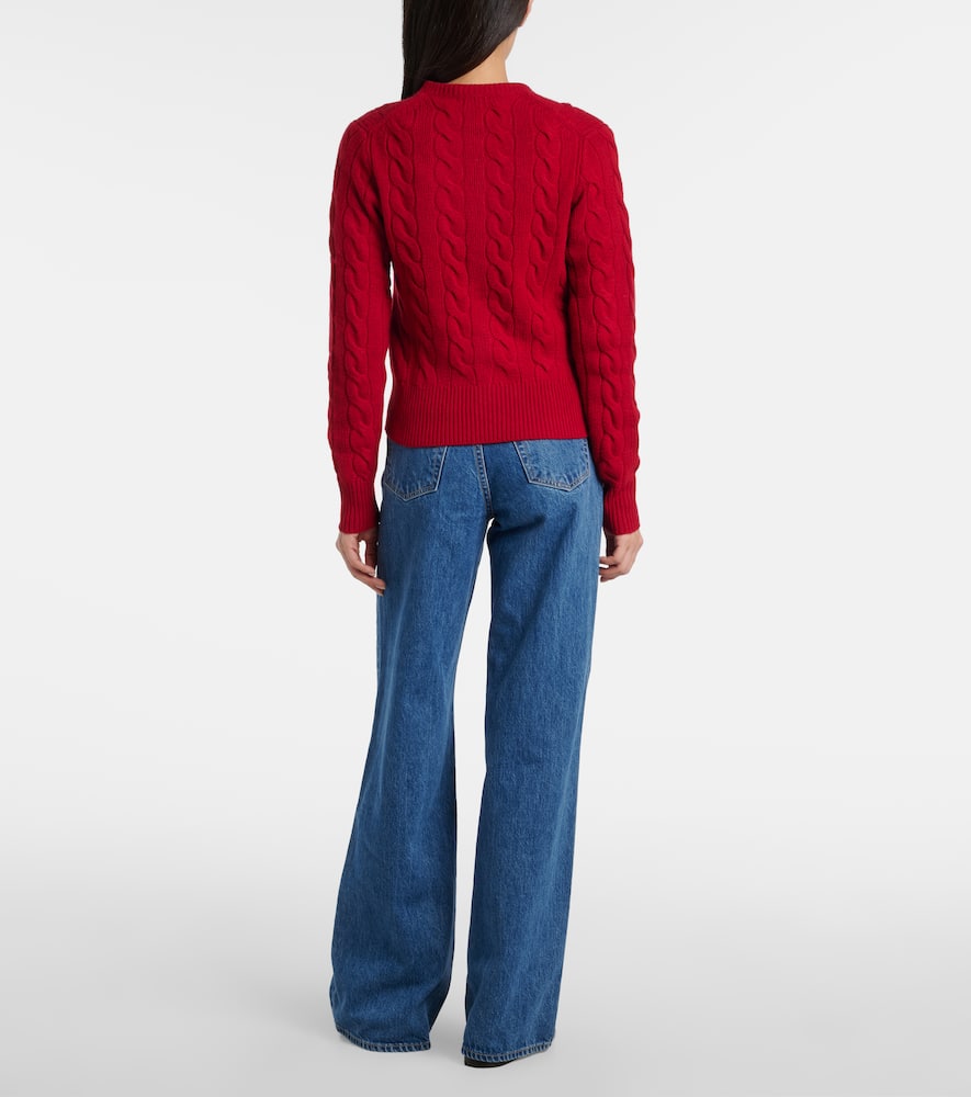 Polo Ralph Lauren Cable-knit Wool And Cashmere Cardigan In Red