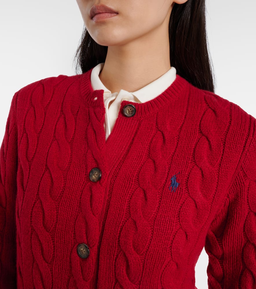 Polo Ralph Lauren Cable-knit Wool And Cashmere Cardigan In Red