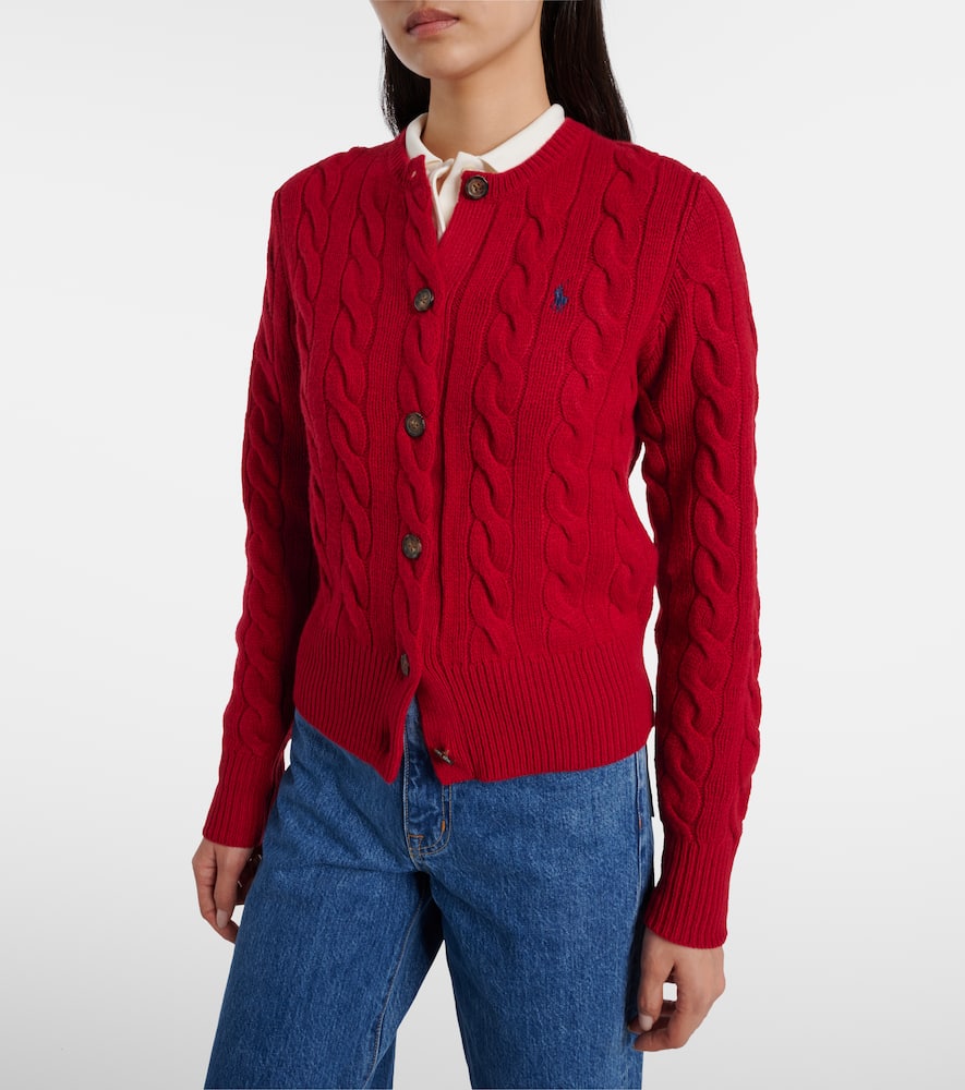 Polo Ralph Lauren Cable-knit Wool And Cashmere Cardigan In Red