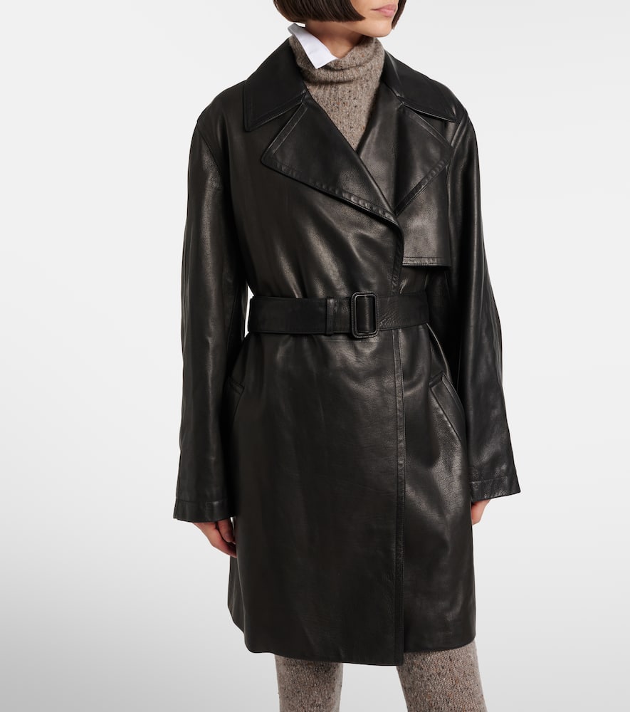 The Row Siempra Leather Coat In Black