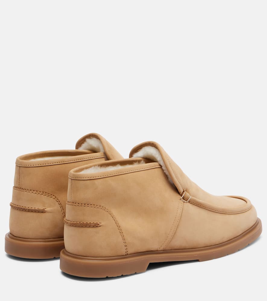 Yves Salomon Shearling-lined Suede Ankle Boots In Nude