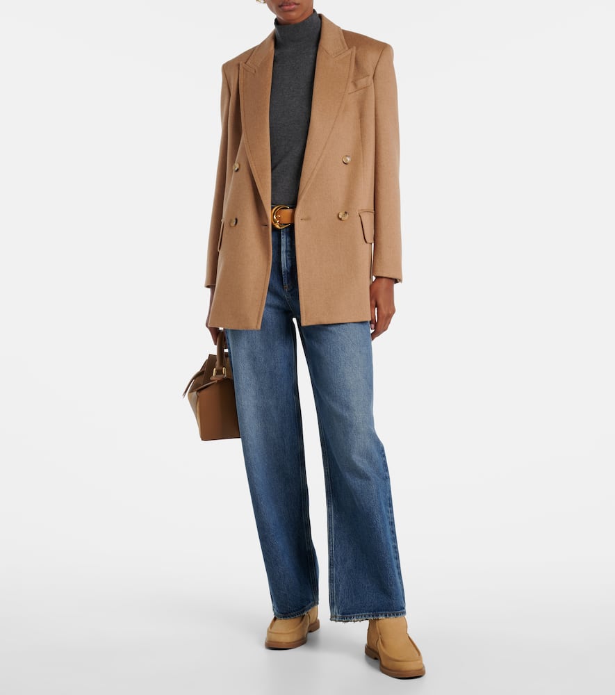 Yves Salomon Shearling-lined Suede Ankle Boots In Nude