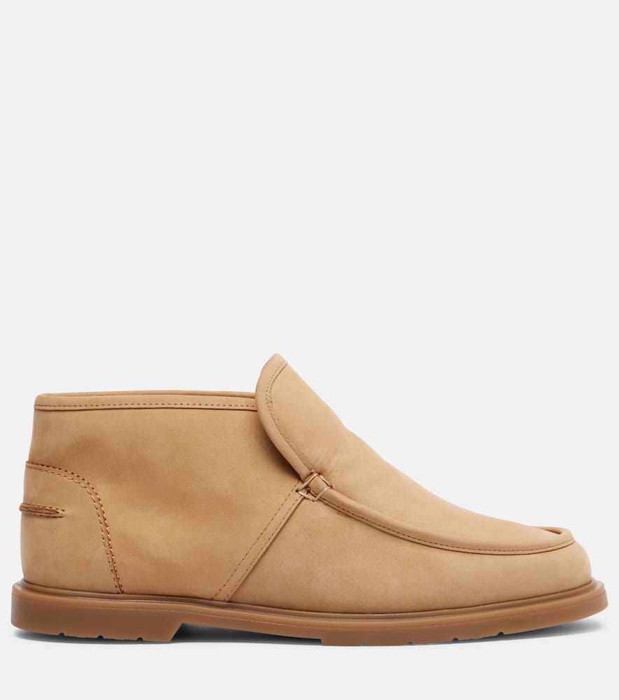 Yves Salomon Shearling-lined Suede Ankle Boots In Nude