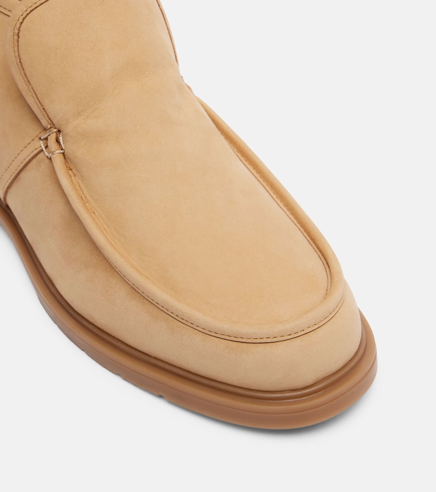 Yves Salomon Shearling-lined Suede Ankle Boots In Nude