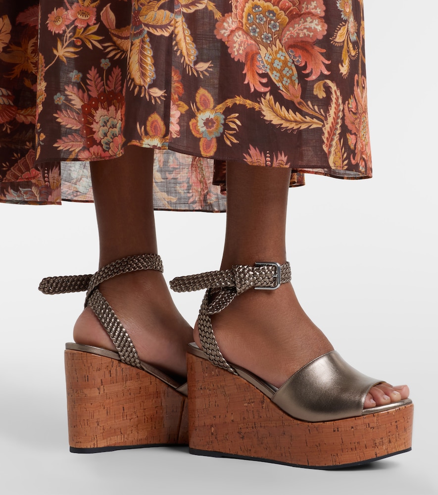 Jimmy Choo Jory metallic leather wedge sandals