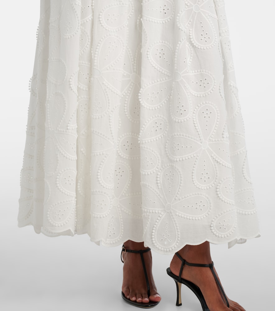  Elie Saab Elie Saab Besticktes Midikleid Aus Einem Baumwollgemisch 