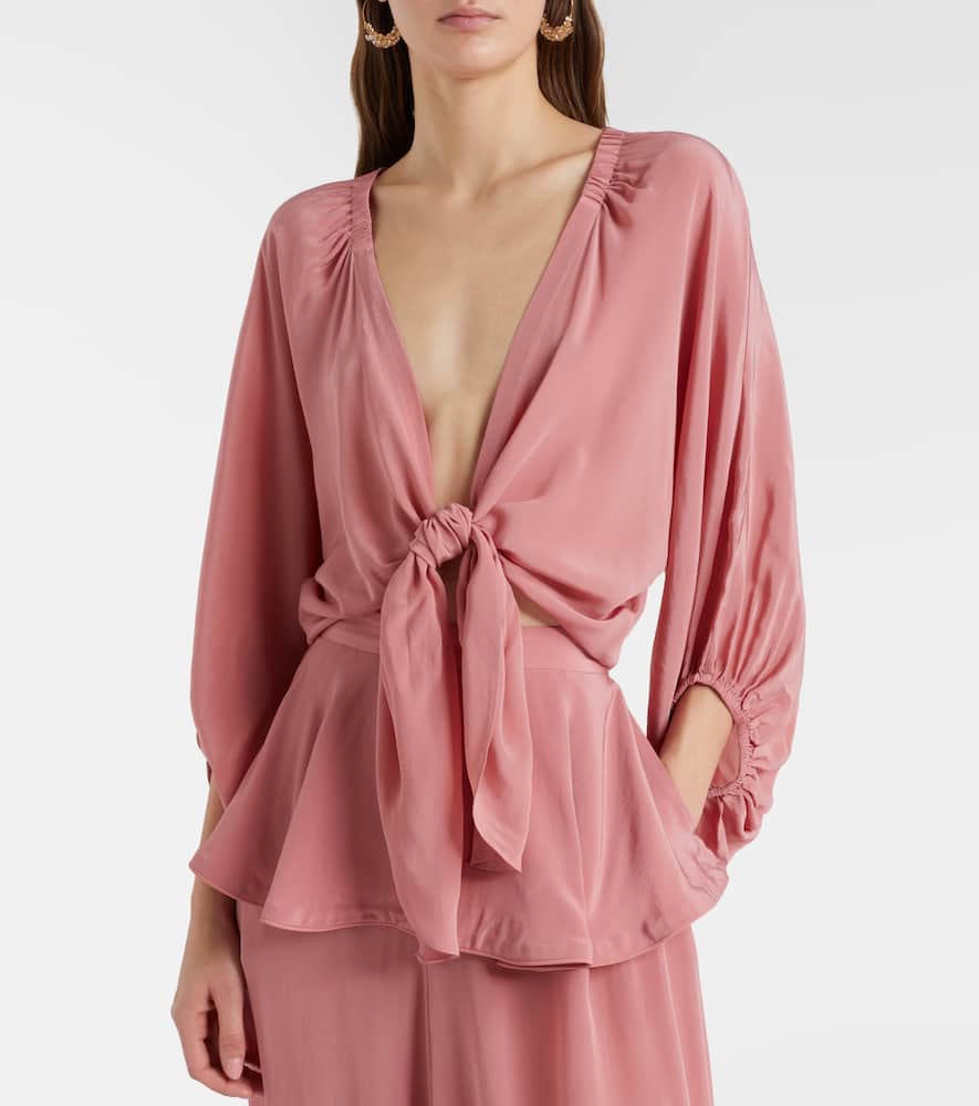 Adriana Degreas Solid Front Gathered Crop Top In Pink