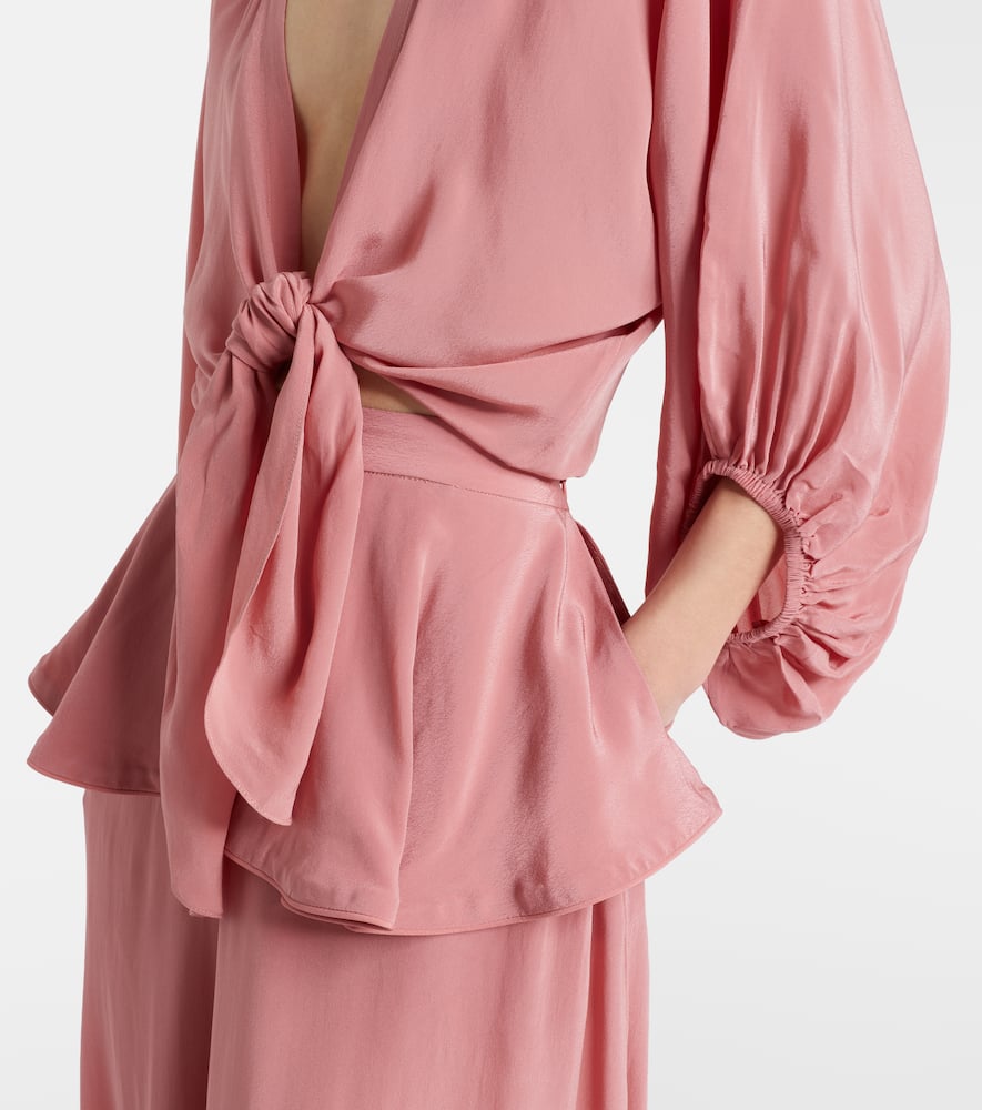 Adriana Degreas Solid Front Gathered Crop Top In Pink