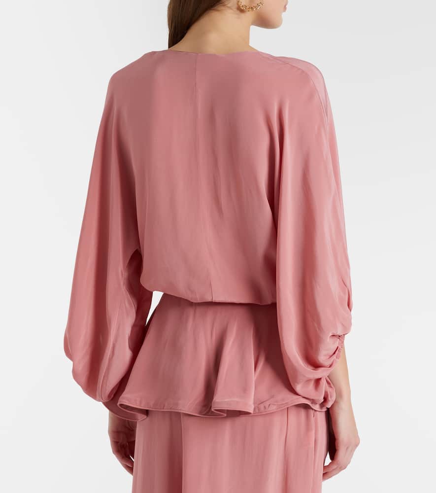 Adriana Degreas Solid Front Gathered Crop Top In Pink