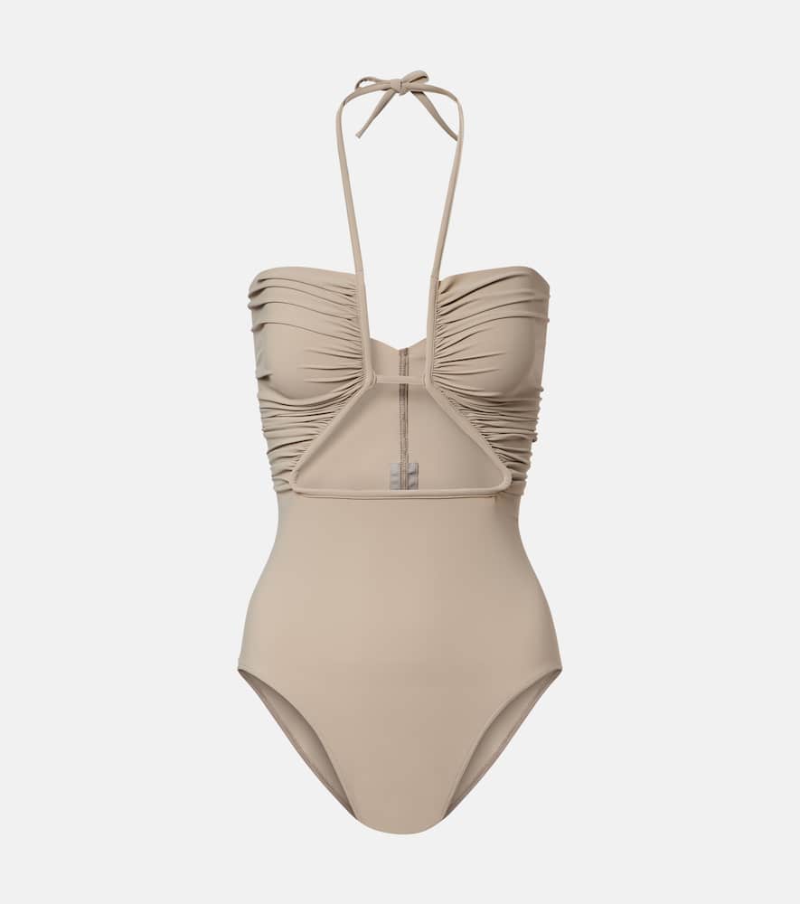 Rick Owens Prong Cutout Swimsuit In Gray