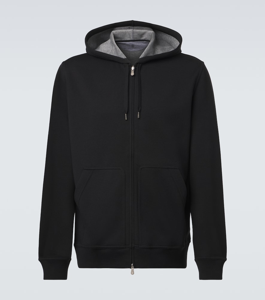 Brunello Cucinelli Men's Black Cotton-Blend Hoodie UK Size 40 - Mytheresa