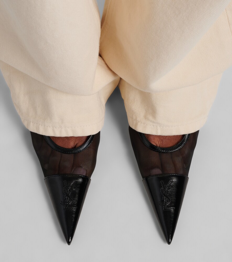 Renée Mesh And Leather Slingback Pumps