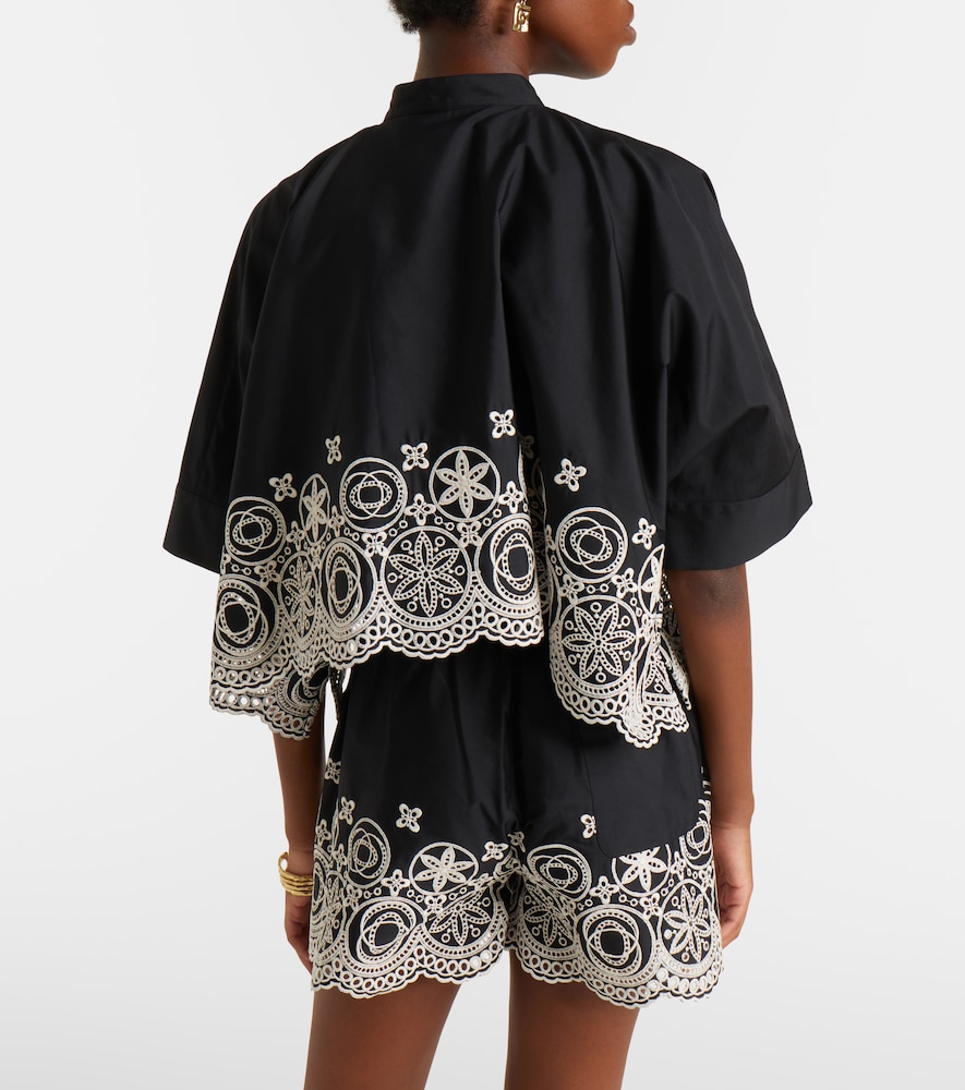 Foulard Embroidered Cropped Cotton Shirt