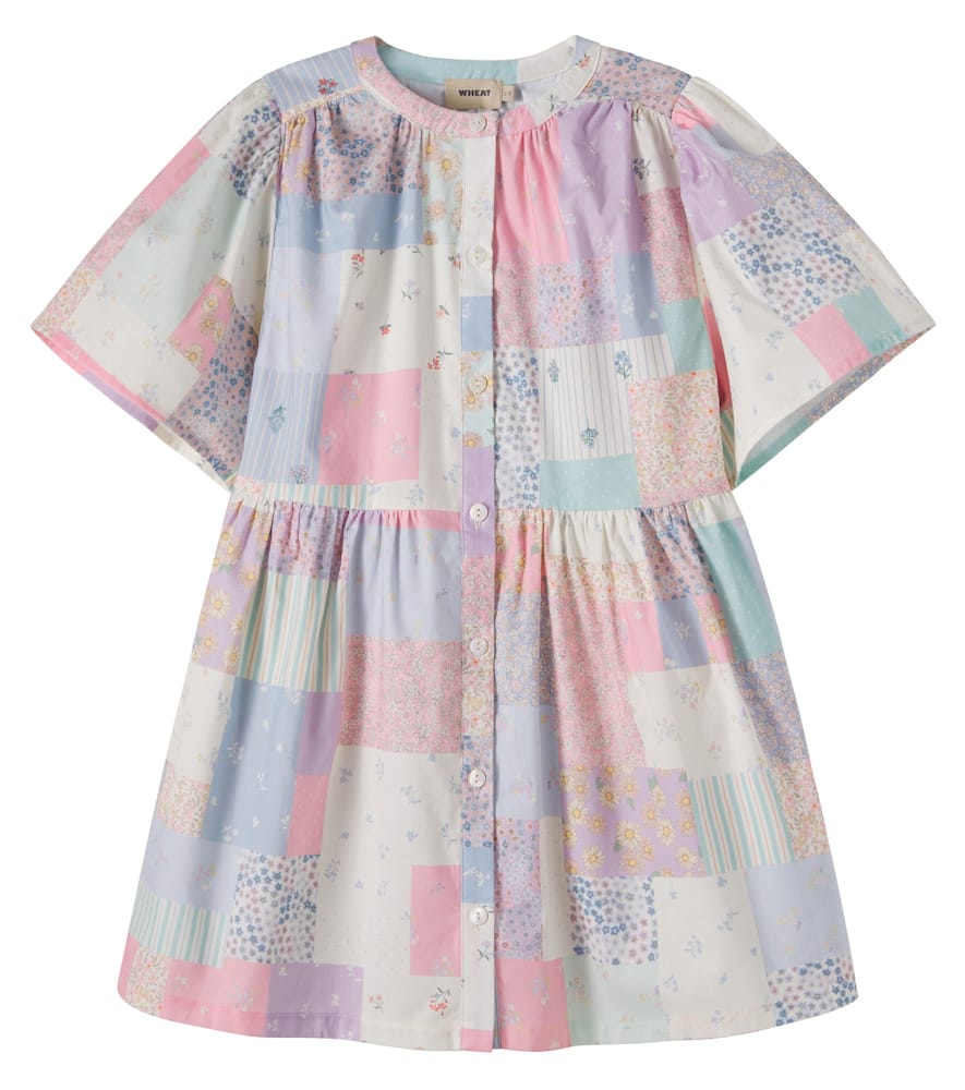 Wheat Kids' Annabell Printed Cotton Shirt Dress In Multi