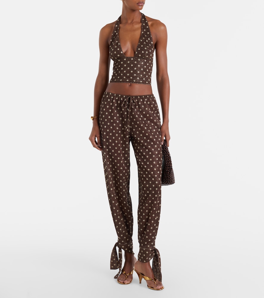 Oséree Lumière Polka-Dot Halterneck Crop Top
