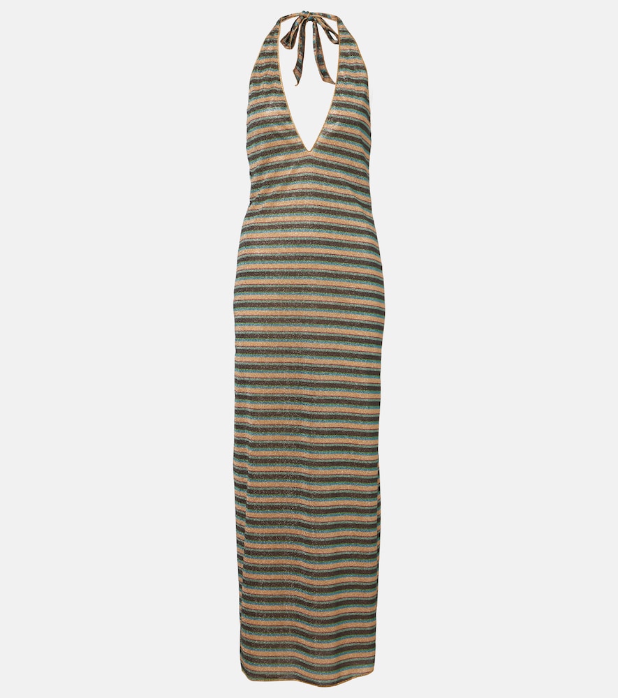 Oseree Oséree Lumière striped halterneck maxi dress