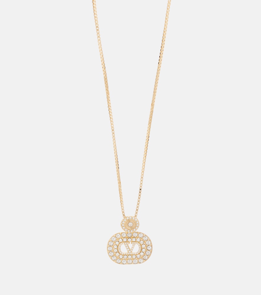 Valentino Women's Gold Vlogo Swarovskiâ®-Embellished Pendant Necklace - Mytheresa