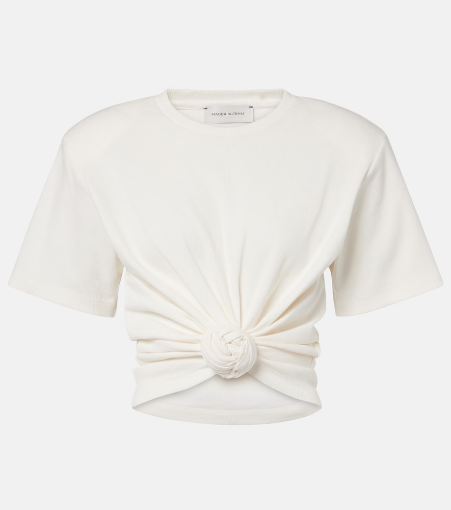 Magda Butrym Cropped Cotton-blend T-shirt In Red