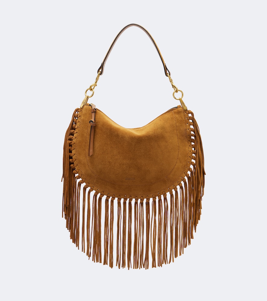 Schultertasche Oskan Small aus Veloursleder
