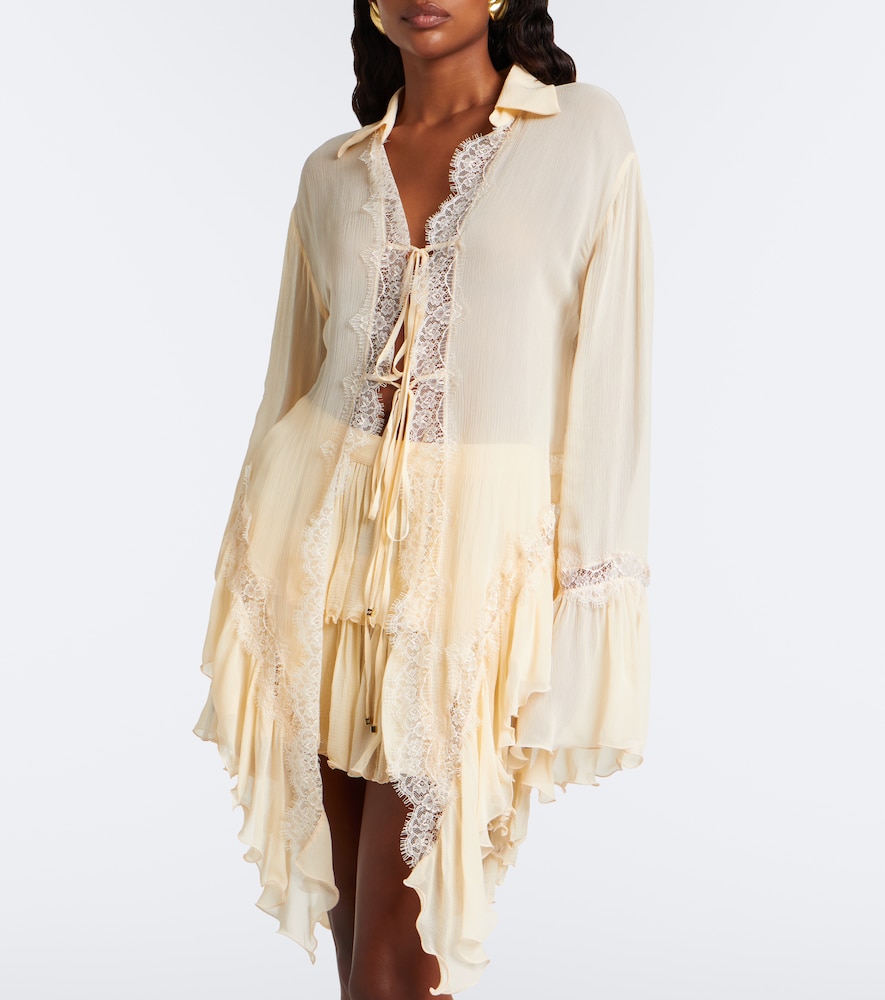 Asymmetric Lace-Trimmed Blouse