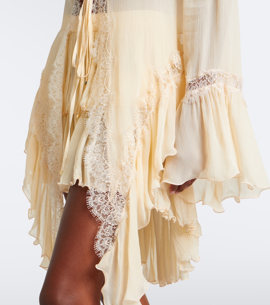 Asymmetric Lace-Trimmed Blouse