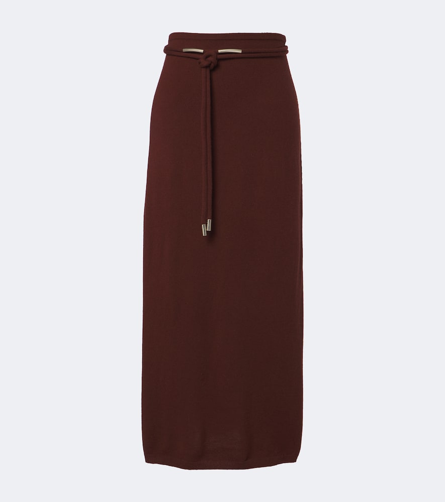 Gonna midi in cashmere con cintura