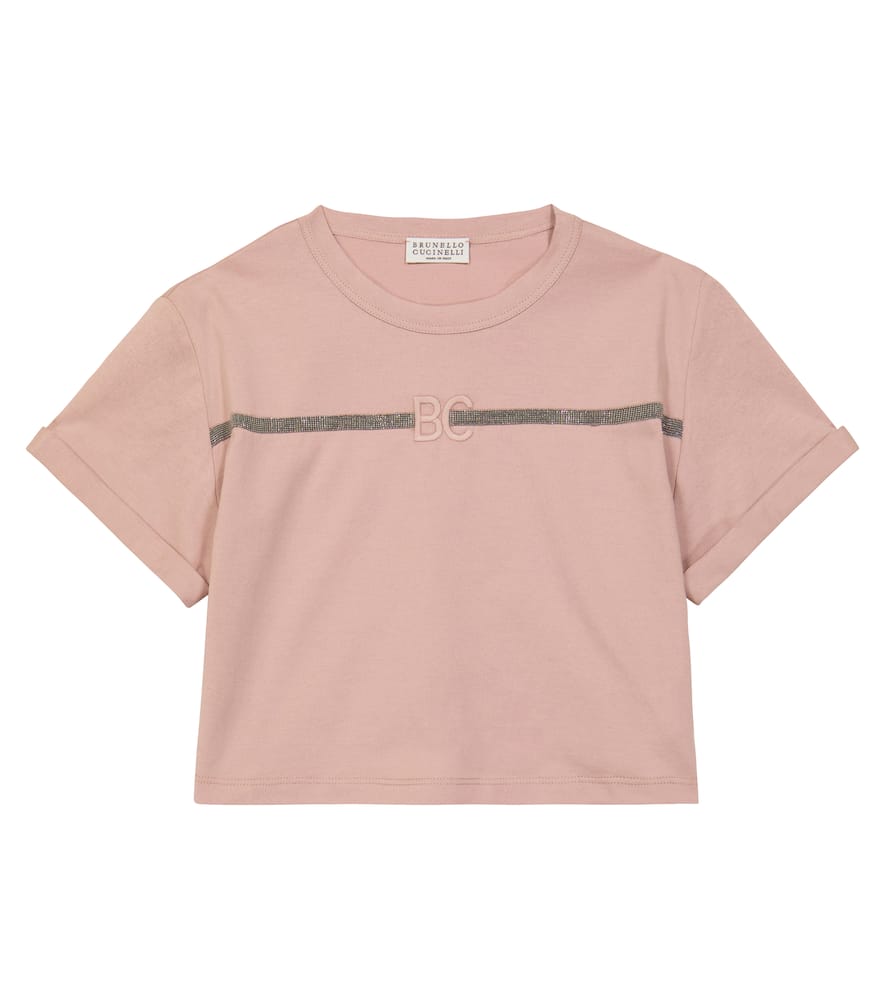 Brunello Cucinelli Kids Embellished cotton jersey T-shirt