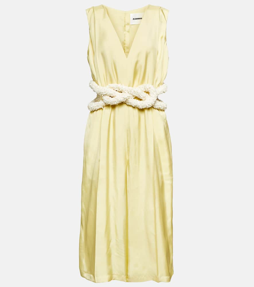 Shop Jil Sander Embellished Satin Jumpsuit In Honey