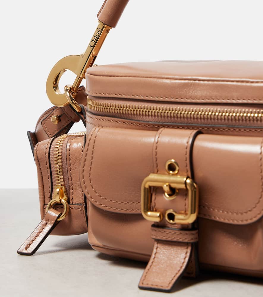 Chloé Small Shiny Leather Camera Bag In Pink