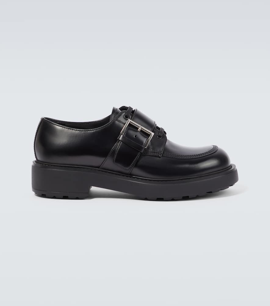 Brushed leather lace-up derbies