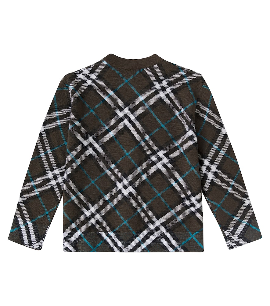 Burberry Checked Wool Cardigan In Brown