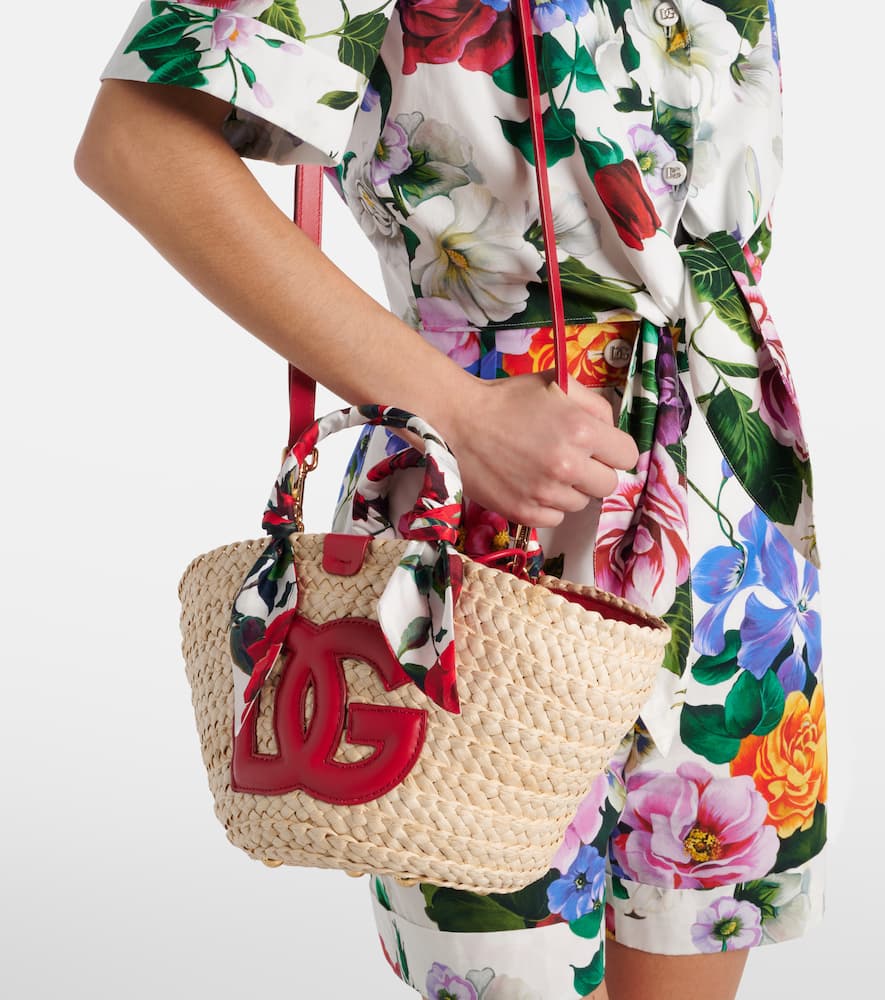 Dolce & Gabbana Kendra Small Raffia Basket Bag In Red