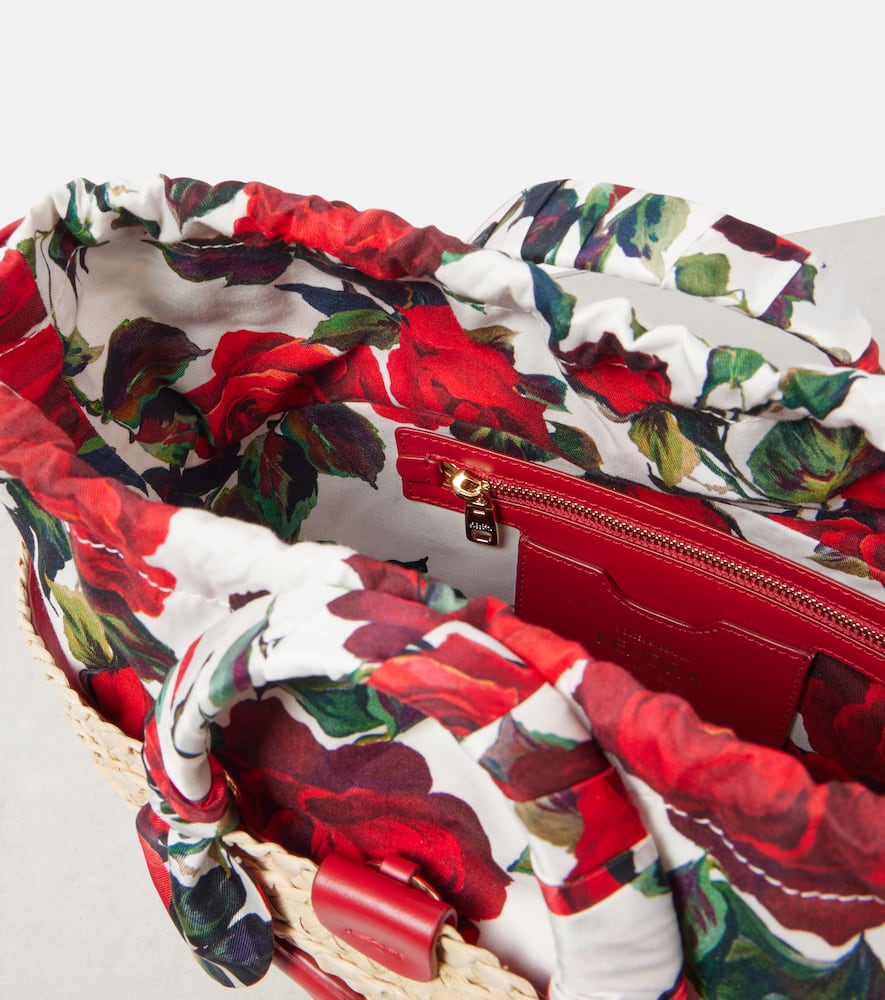 Dolce & Gabbana Kendra Small Raffia Basket Bag In Red