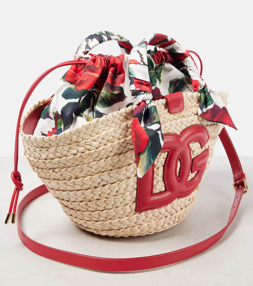 Dolce & Gabbana Kendra Small Raffia Basket Bag In Red