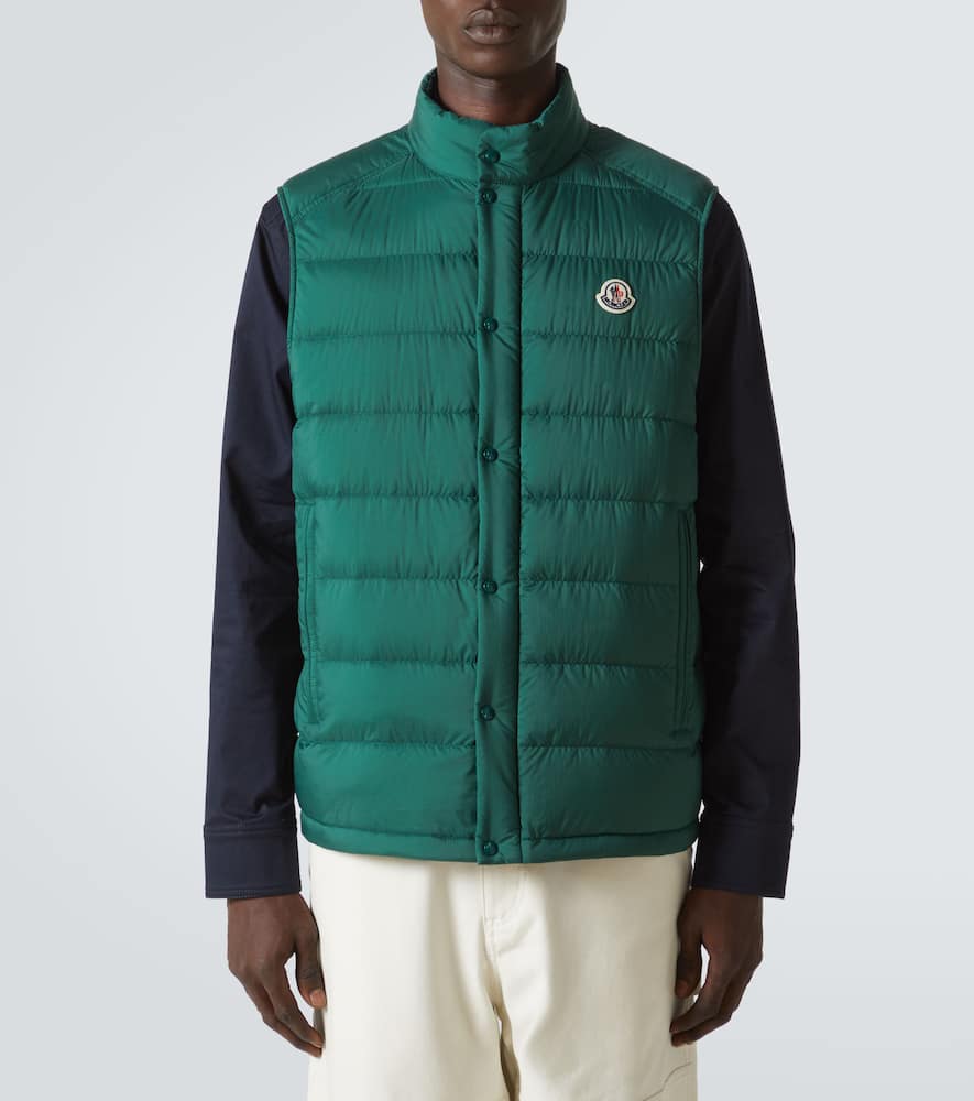 Moncler Piumino Smanicato Barthe In Nylon Verde Scuro  Uomo In Bistro Green