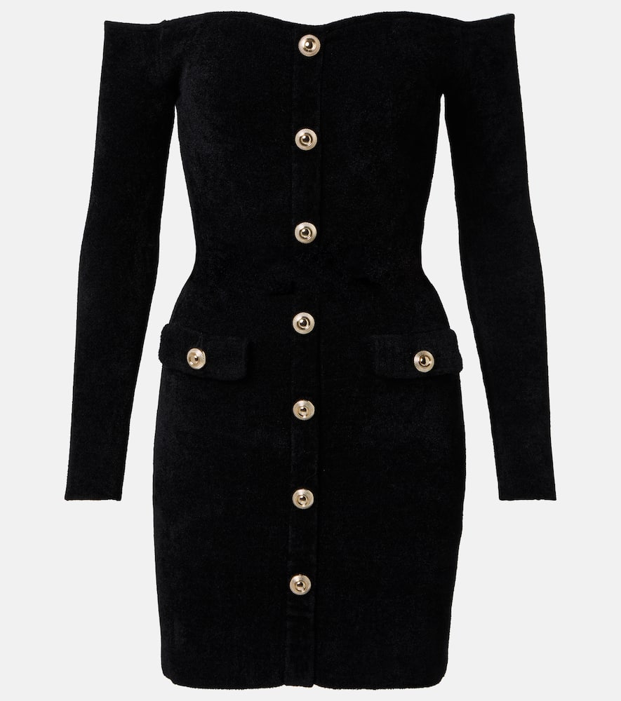 Self-portrait Chenille Minidress In Black