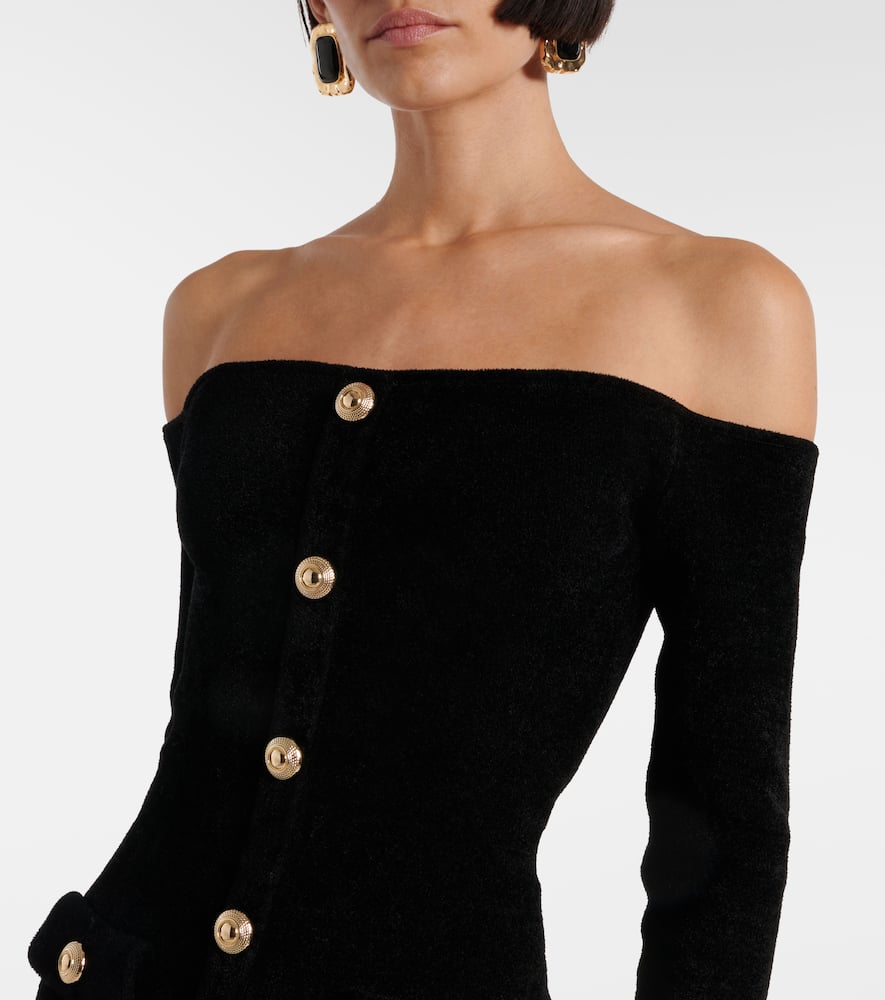 Self-portrait Chenille Minidress In Black