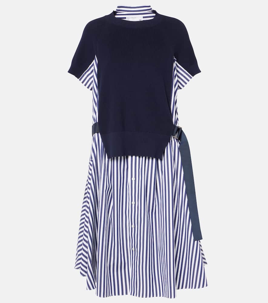 Striped cotton midi dress