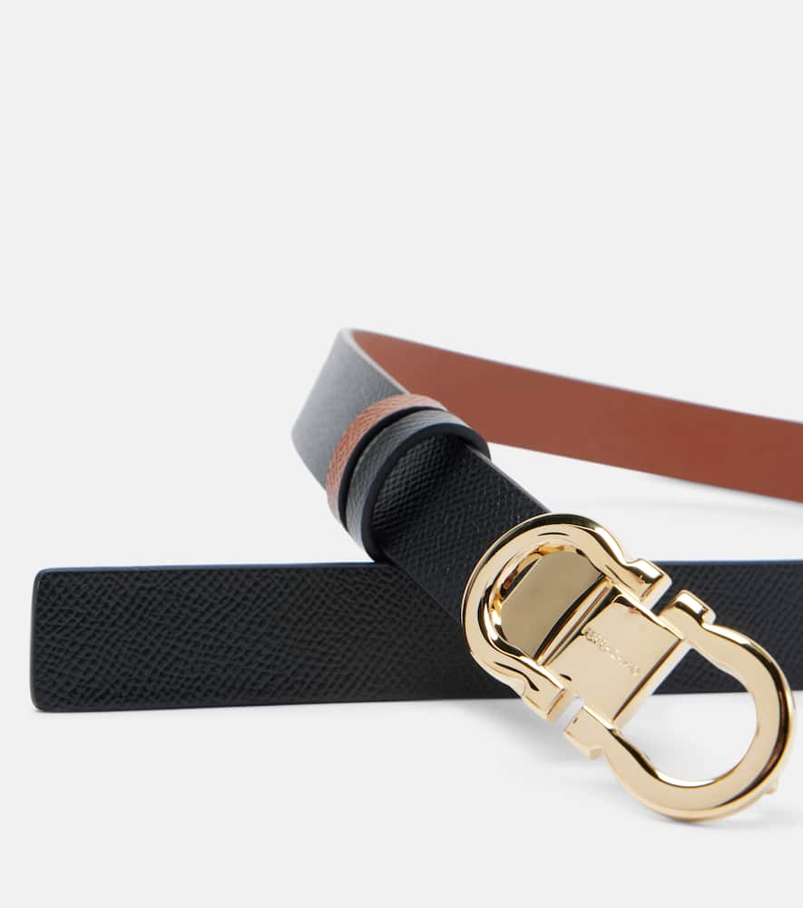 Ferragamo Gancini Reversible Leather Belt In Black