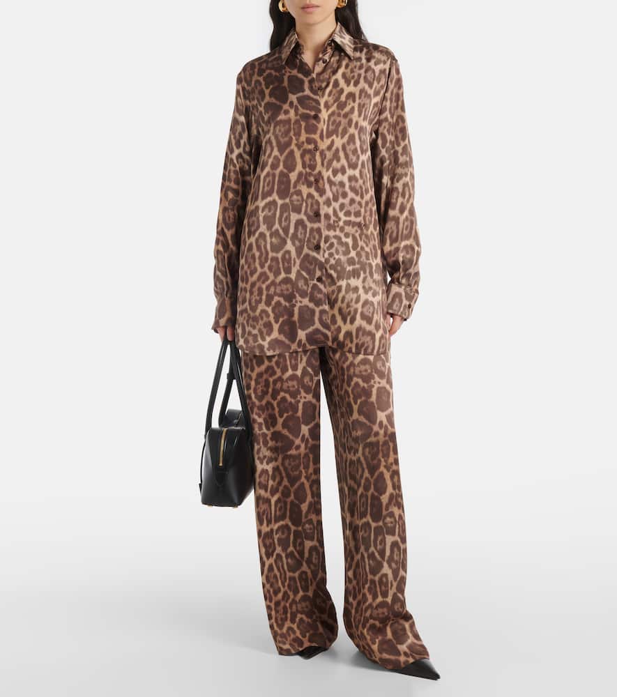 Stella Mccartney Leopard-print Lenzing™ Ecovero™ Wide-leg Pants In Brown