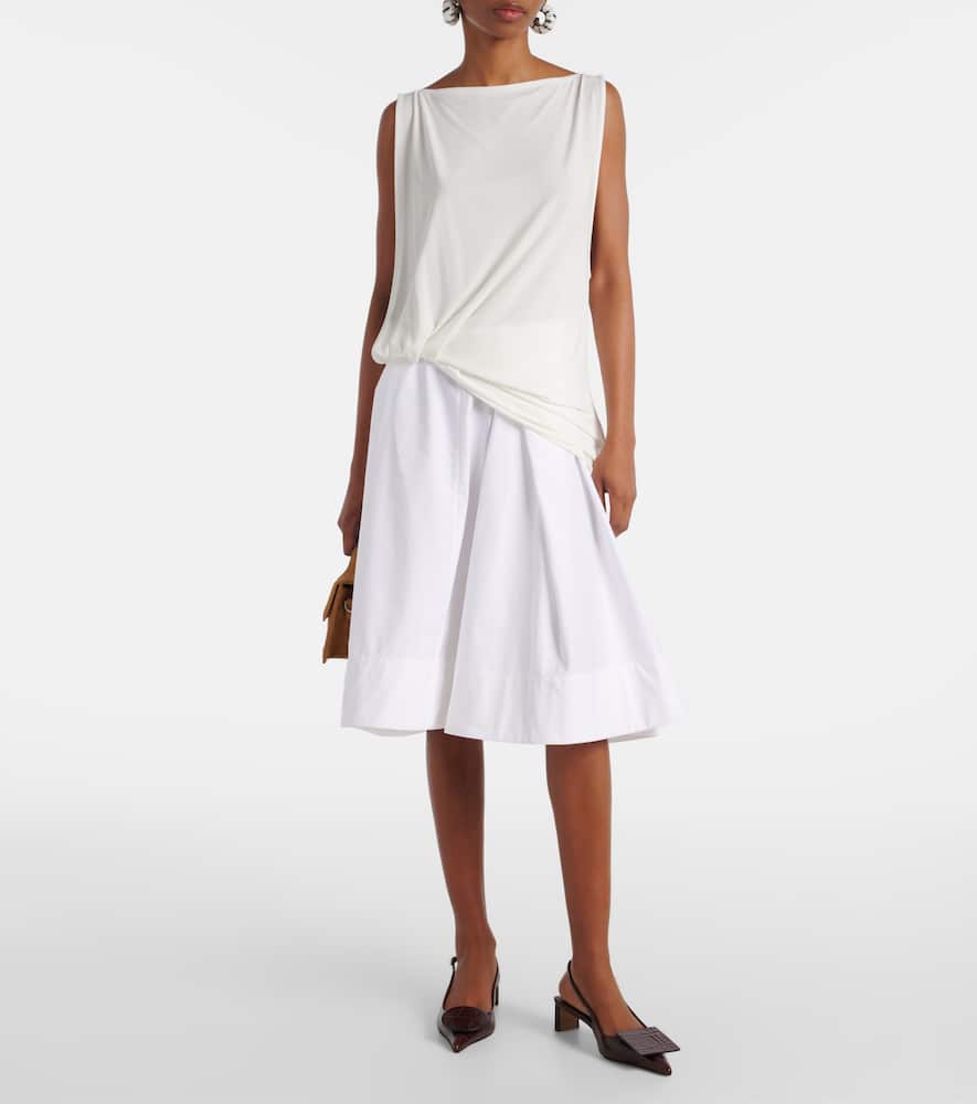 Jacquemus Le Haut Peplo White Top With Square Neck And Cut-out On The Side In Viscose Blend Woman In Weiss