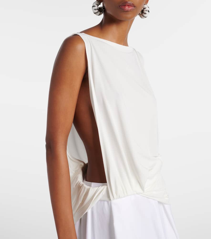 Jacquemus Le Haut Peplo White Top With Square Neck And Cut-out On The Side In Viscose Blend Woman In Weiss
