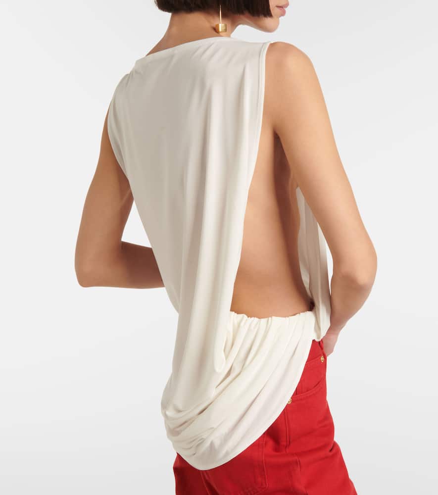 Jacquemus Le Haut Peplo White Top With Square Neck And Cut-out On The Side In Viscose Blend Woman In Weiss