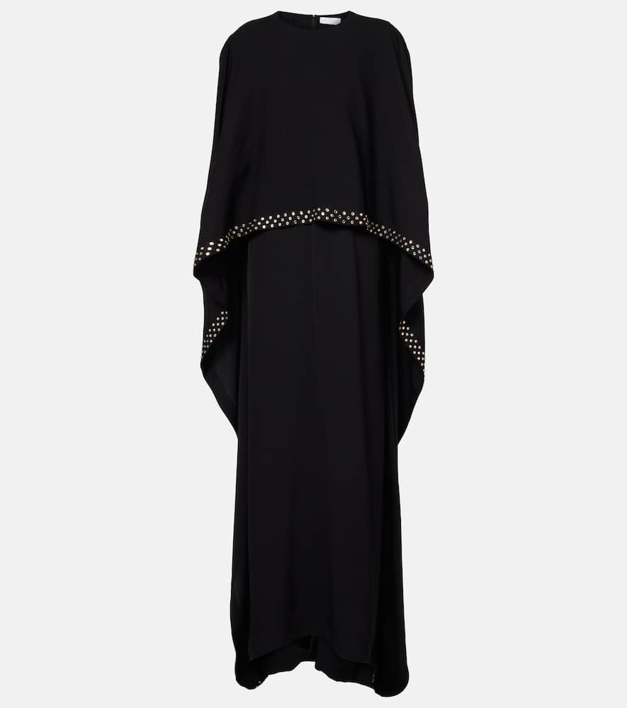 Embellished caped maxi dress