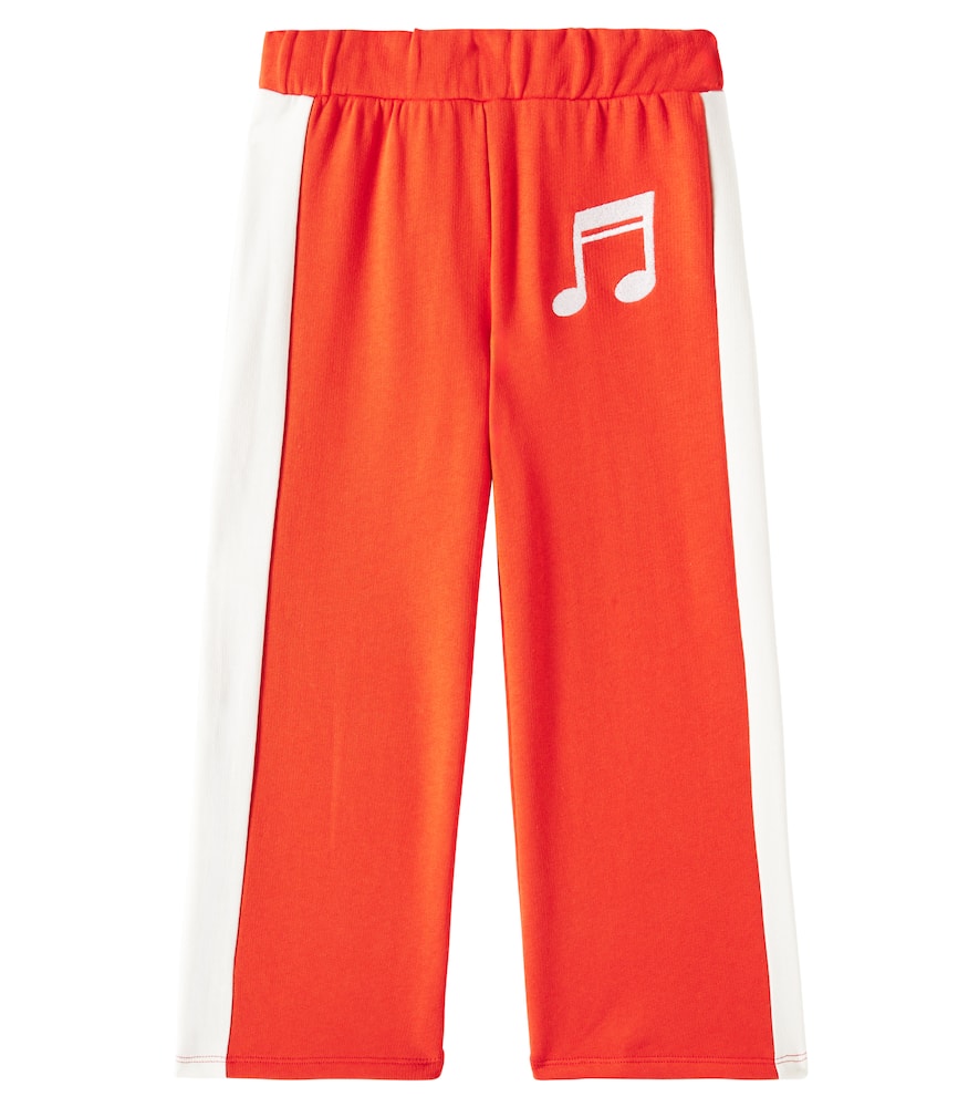 Mini Rodini Note Cotton Jersey Sweatpants In Red
