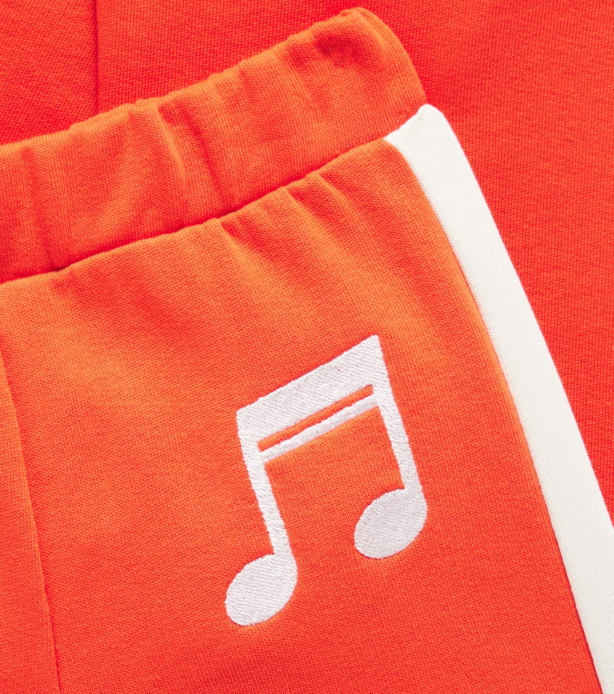 Mini Rodini Note Cotton Jersey Sweatpants In Red