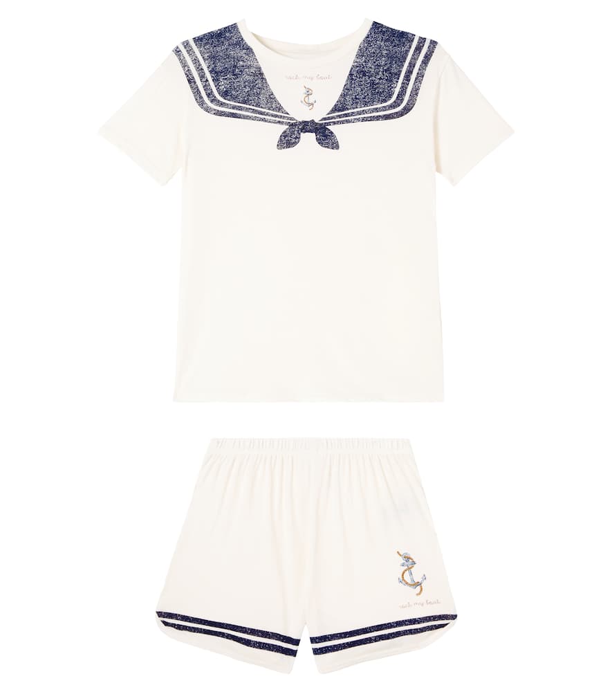 Konges Slojd Famo Cotton T-shirt And Shorts Set In Neutrals