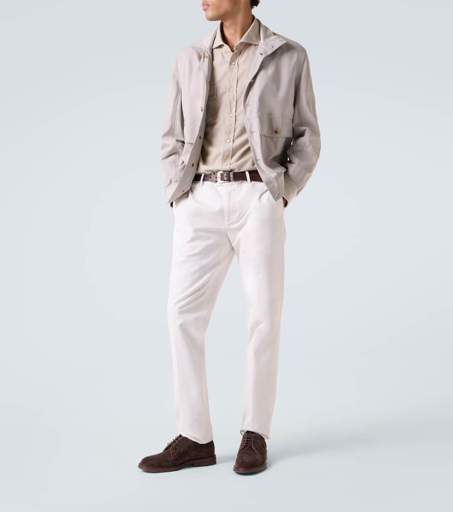 Brunello Cucinelli Men Easy Fit Western Shirt In Corduroy In Neutral